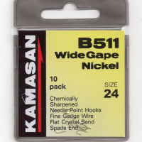 Kamasan B511 Wide Gape Spade end Nickel Hook Size 24